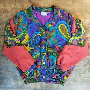 Blue Dream oversize 80's silk jacket size s/m